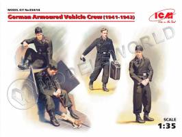 Фигуры Германский экипаж бронеавтомобиля 1941-1942 г., 4 фигуры и кот. Масштаб 1:35