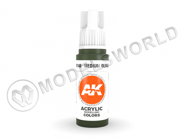 Акриловая краска AK Interactive 3rd GENERATION Standard. Medium Olive Green. 17 мл - фото 1