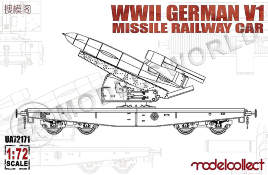 Склеиваемая пластиковая модель Немецкая крылатая ракета V-1 на железнодорожной платформе IIМВ. Масштаб 1:72