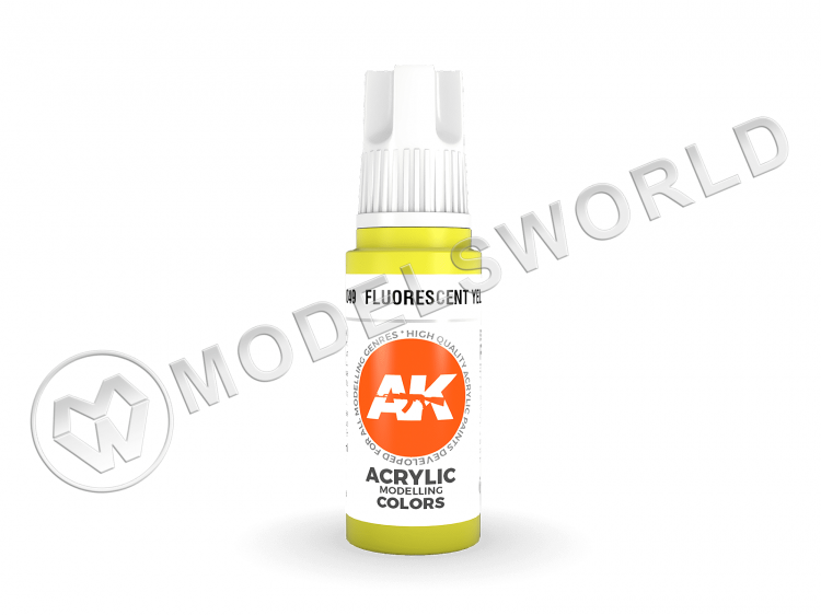 Акриловая краска AK Interactive 3rd GENERATION Standard. Fluorescent Yellow. 17 мл - фото 1