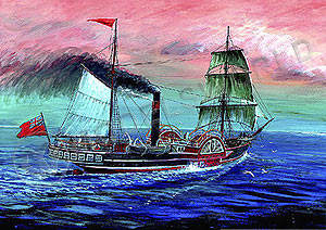 ZV-9013_s.jpg Склеиваемая пластиковая модель Колесный пароход "Сириус". Масштаб 1:100 - фото 1