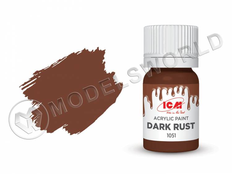 Акриловая краска ICM, цвет Темная ржавчина (Dark Rust), 12 мл - фото 1