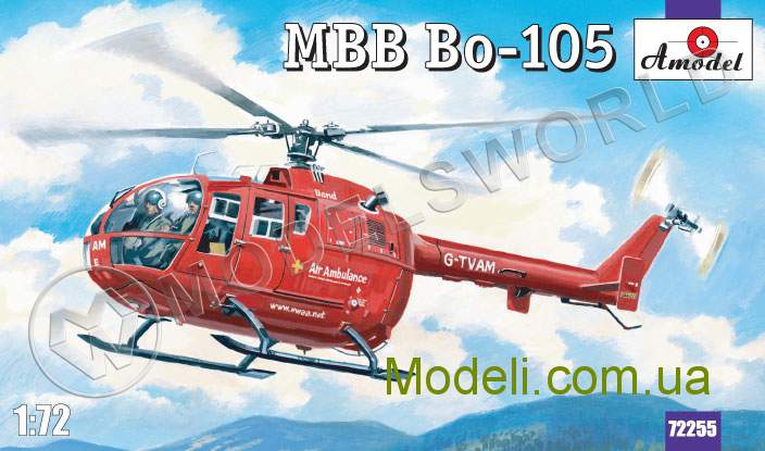 Склеиваемая пластиковая модель вертолета Bo-105. Масштаб 1:72 - фото 1