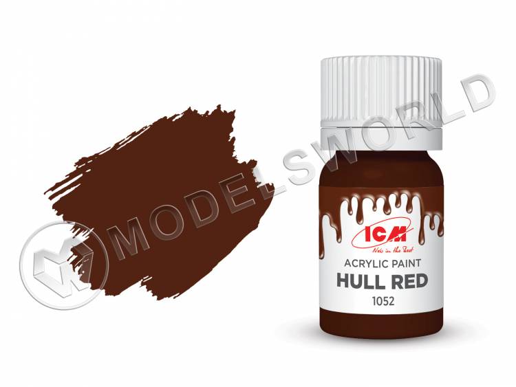 Акриловая краска ICM, цвет Красно-коричневый (Hull Red), 12 мл - фото 1
