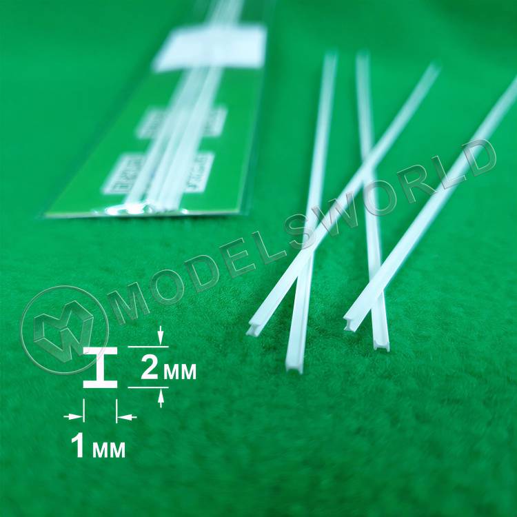 ABS пластик двутавр 1х2 мм, длина 250 мм, 4 шт - фото 1