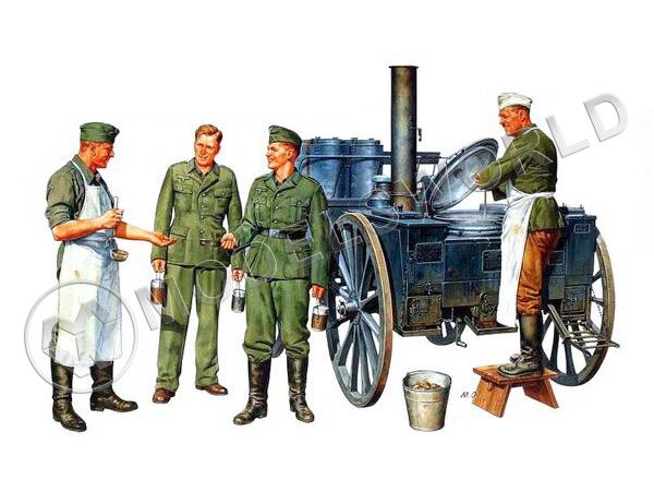 Немецкая полевая кухня с двумя поварами и двумя солдатами. Масштаб 1:35 - фото 1