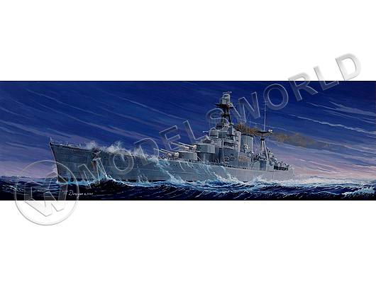 Склеиваемая пластиковая модель линейный крейсер HMS Hood + палуба. Масштаб 1:350 - фото 1