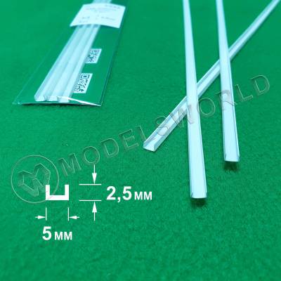 ABS пластик швеллер 5х2,5 мм, длина 250 мм, 3 шт