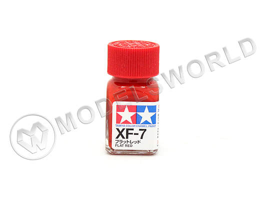 Эмалевая матовая краска Tamiya в стеклянной баночке 10 мл.  XF-7 Flat Red - фото 1