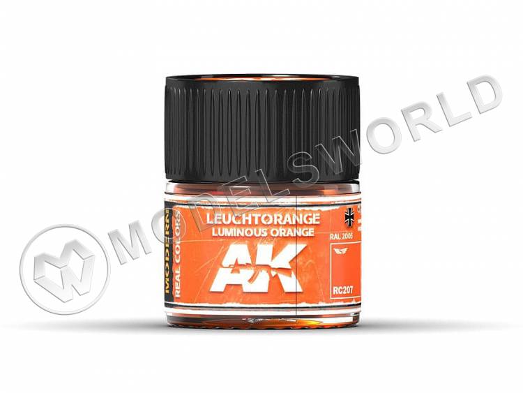 Акриловая лаковая краска AK Interactive Real Colors. Leuchtorange-Luminous Orange RAL 2005. 10 мл - фото 1