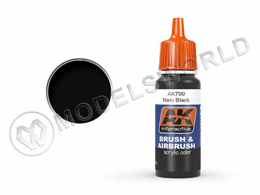 Акриловая краска AK Interactive Brush & Airbrush Series. NATO Black. 17 мл