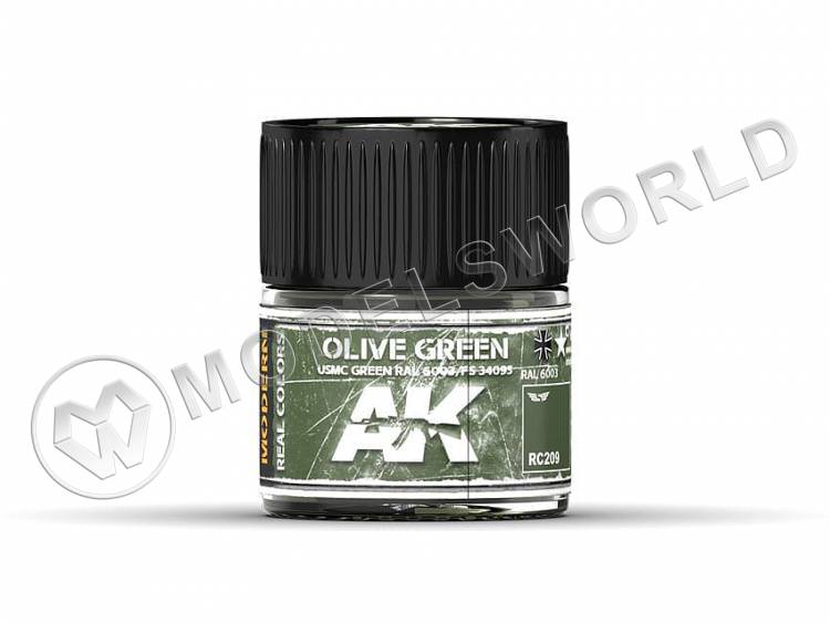 Акриловая лаковая краска AK Interactive Real Colors. Olive Green/USMC Green RAL 6003/FS34095. 10 мл - фото 1