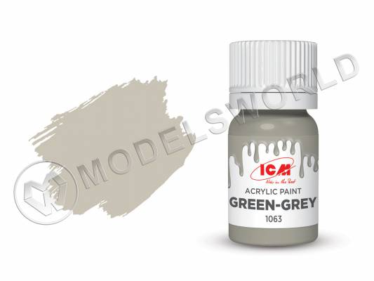 Акриловая краска ICM, цвет Серо-зеленый (Green-Grey), 12 мл