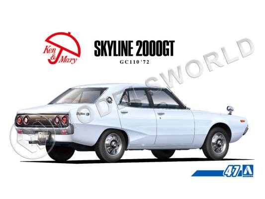 Склеиваемая пластиковая модель Nissan Skyline 2000GT '72. Масштаб 1:24