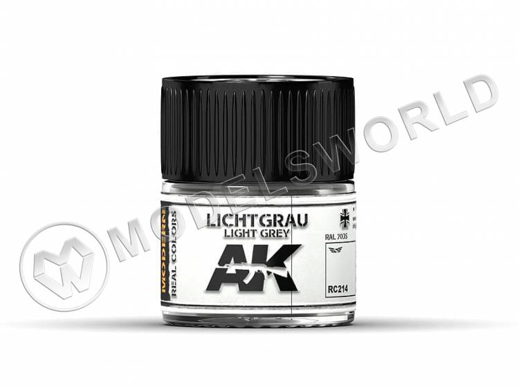 Акриловая лаковая краска AK Interactive Real Colors. Lichtgrau-Light Grey RAL 7035. 10 мл - фото 1