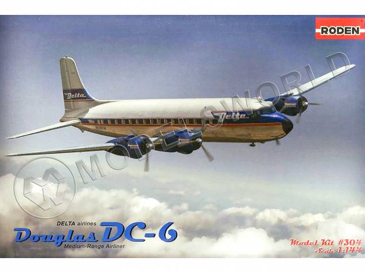 Склеиваемая пластиковая модель Самолета Douglas DC-6. Масштаб 1:144 - фото 1