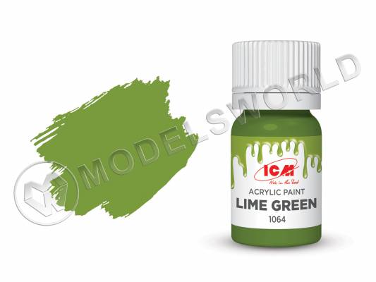 Акриловая краска ICM, цвет Лаймовый (Lime Green), 12 мл