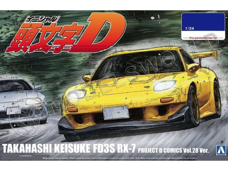 Склеиваемая пластиковая модель автомобиль Mazda RX-7 FD3S Project D Takashi Keisuke. Масштаб 1:24 - фото 1