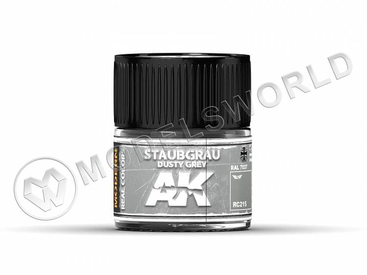Акриловая лаковая краска AK Interactive Real Colors. Staubgrau-Dusty Grey RAL 7037. 10 мл - фото 1