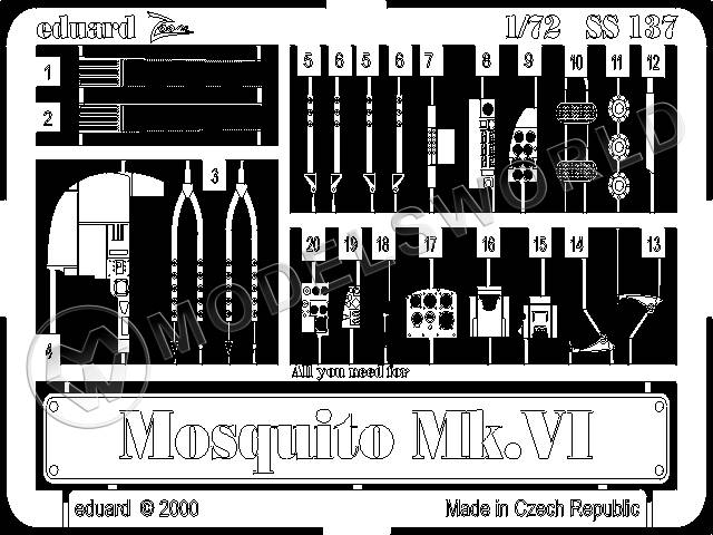 Фототравление для модели Mosquito Mk. VI, Tamiya. Масштаб 1:72 - фото 1