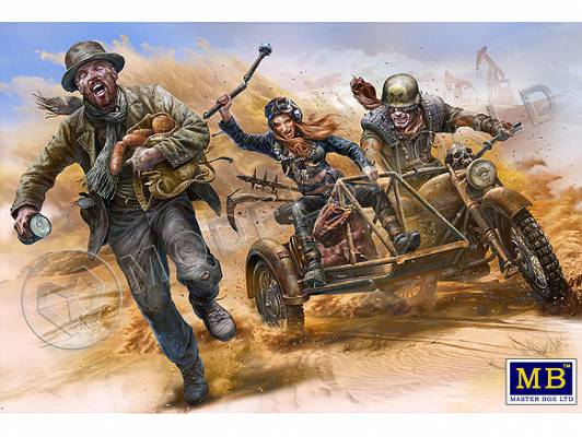 Фигуры, серия битвы в пустыне, "Клан Черепа - Поймать вора" (мотоцикл и три фигуры). Масштаб 1:35