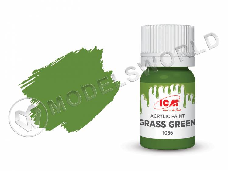 Акриловая краска ICM, цвет Зеленая трава (Grass Green), 12 мл - фото 1