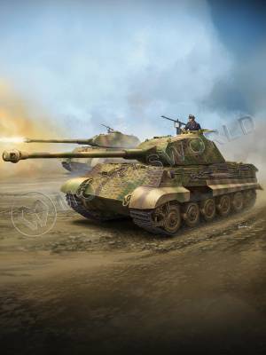 Склеиваемая пластиковая модель Немецкий танк Sd.Kfz.182 King Tiger (Porsche Turret) с циммеритом. Масштаб 1:35