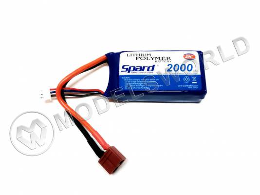 Аккумулятор Spard Li-Po 2000 mAh, 7.4V, 20C, T‐plug для Remo Hobby 1/16, Himoto 1/18