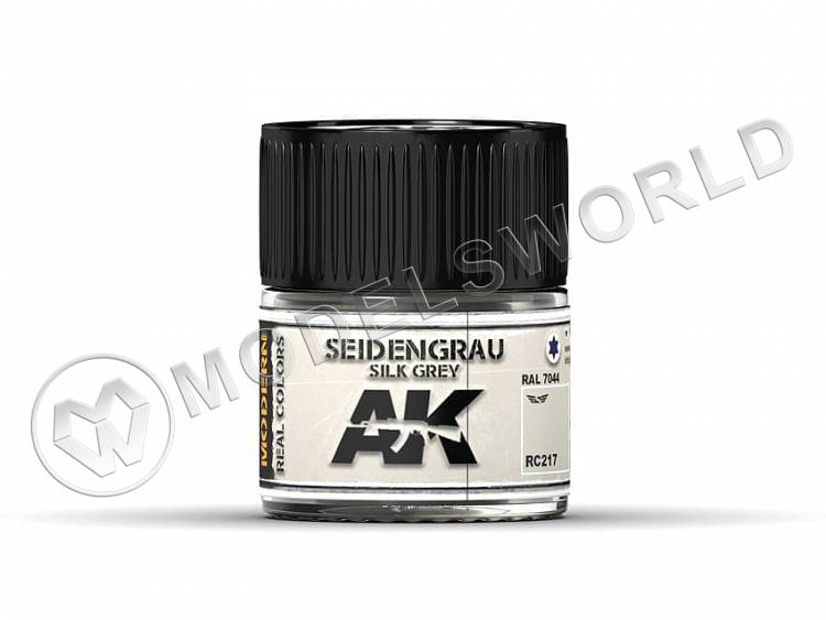 Акриловая лаковая краска AK Interactive Real Colors. Seidengrau-Silk Grey RAL 7044. 10 мл - фото 1