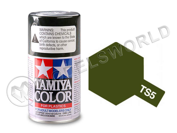 Краска-спрей Tamiya серия TS в баллонах по 100 мл. TS-5 Olive Drab (оливковый) - фото 1