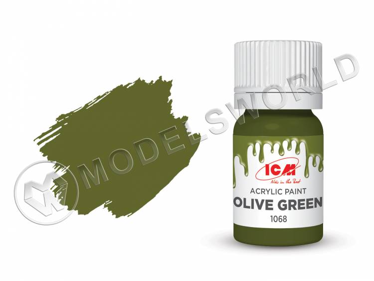 Акриловая краска ICM, цвет Оливковый (Olive Green), 12 мл - фото 1