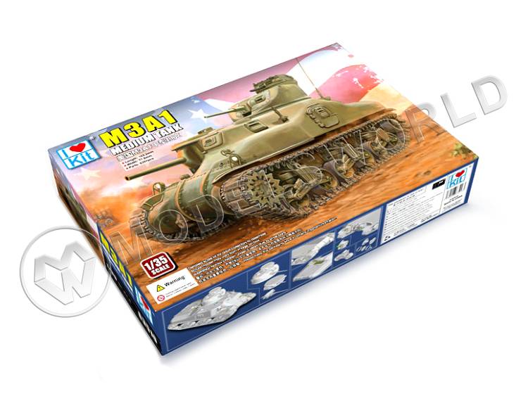 Склеиваемая пластиковая модель Средний танк M3A1. Масштаб 1:35 - фото 1