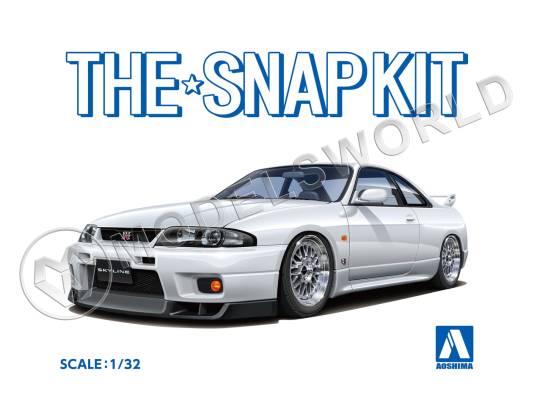 Склеиваемая пластиковая модель SNAPKIT Nissan Skyline GT-R -R33 Custom Wheel (White). Масштаб 1:32