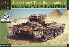 Склеиваемая пластиковая модель Ангийский танк Valentine IV. Масштаб 1:35