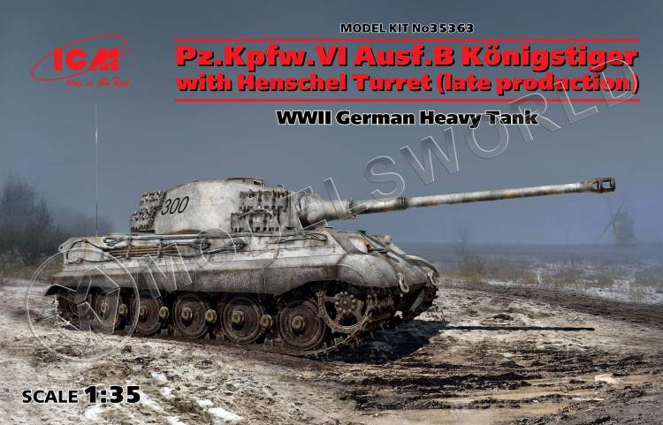Склеиваемая пластиковая модель Pz.Kpfw.VI Ausf.B "Королевский Тигр" с башней Хеншель (позднего производства), Германский тяжелый танк. Масштаб 1:35 - фото 1
