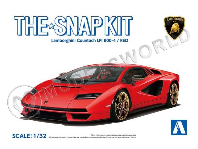 Склеиваемая пластиковая модель SNAPKIT Lamborghini Countach LPI 800-4 (Red). Масштаб 1:32 - фото 1