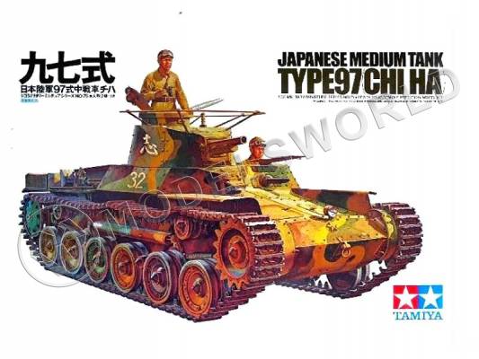 Склеиваемая пластиковая модель Японский танк Type 97 (CHI-HA), 1937 г., с двумя фигурами. Масштаб 1:35