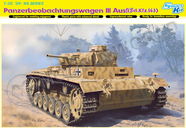 Склеиваемая пластиковая модель Танк 1/35 Pz. Boeb.Wg.III Ausf. F (Sd.Kfz. 143). Масштаб 1:35 - фото 1