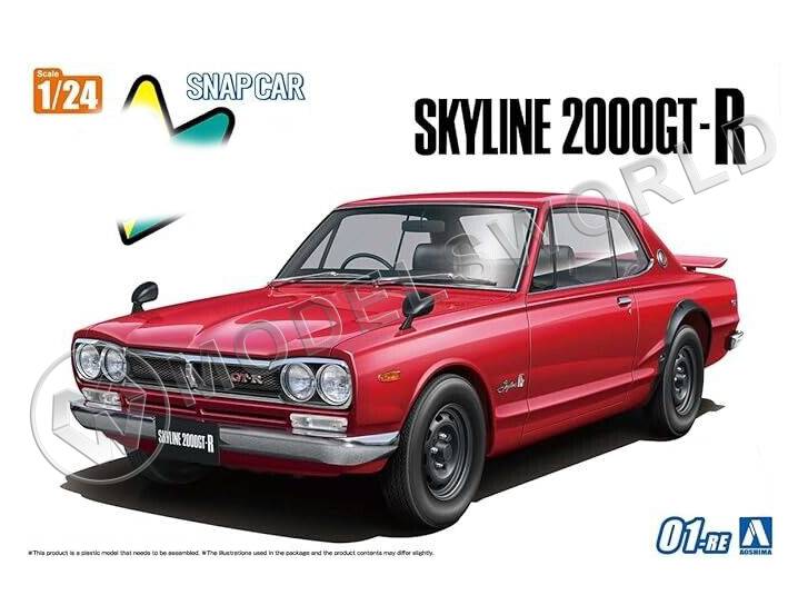 Склеиваемая пластиковая модель SNAPCAR Nissan Skyline 2000GT-R 1970 (Red). Масштаб 1:24 - фото 1