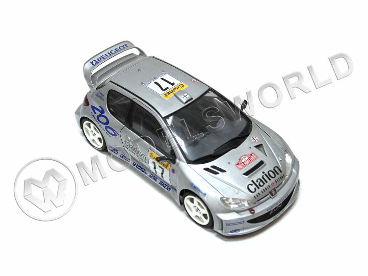 Готовая модель автомобиля Peugeot 206 WRC Clarion в масштабе 1:24 - фото 1
