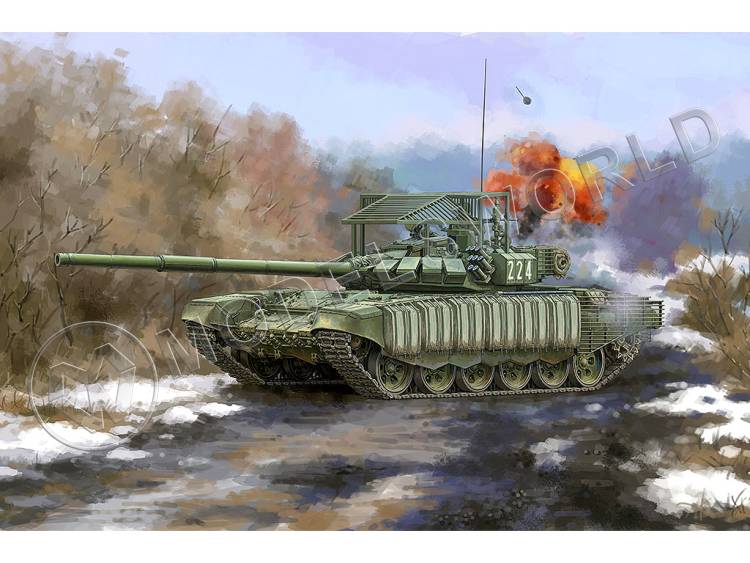 Склеиваемая пластиковая модель Российский танк T-72B3 with 4S24 Soft Case ERA & Grating Armour. Масштаб 1:35 - фото 1