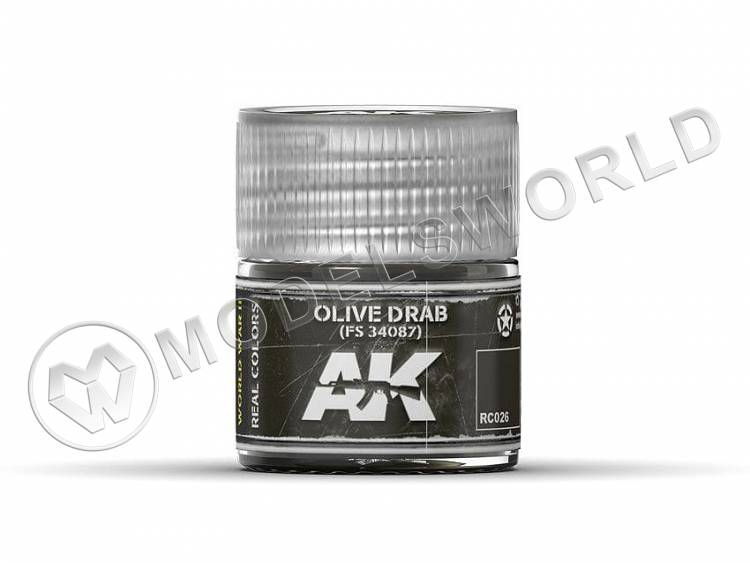 Акриловая лаковая краска AK Interactive Real Colors. Olive Drab FS 34087. 10 мл - фото 1