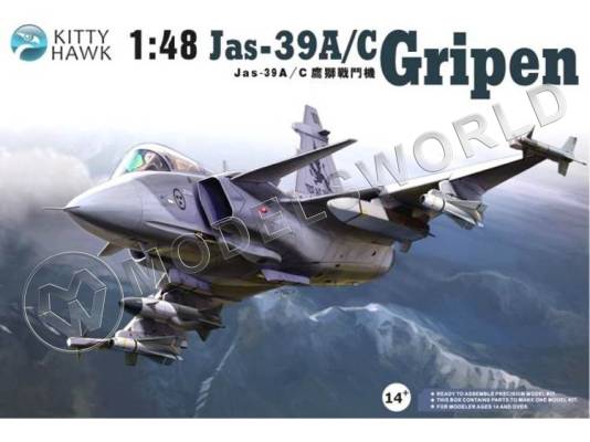 Склеиваемая пластиковая модель Истребитель Saab JAS-39A/C Gripen. Масштаб 1:48