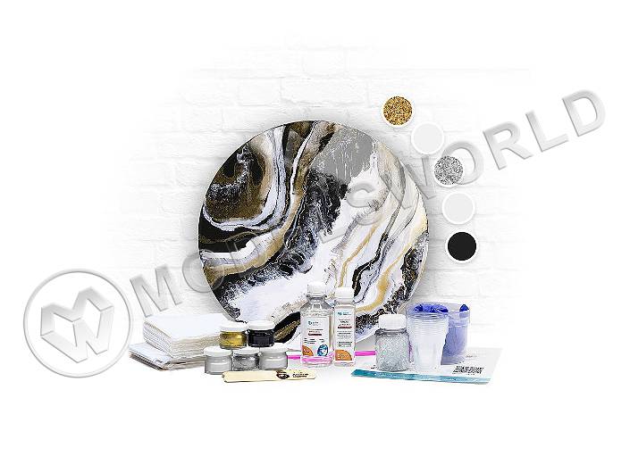 Набор "Resin Art PREMIUM" №3 для создания картины из эпоксидной смолы (пигментная паста - черная, белая, белая, серебристая, золотистая) - фото 1
