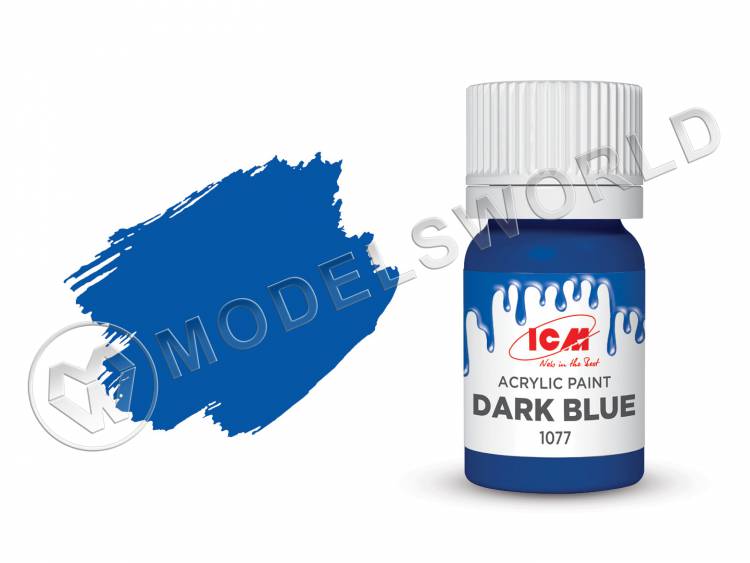 Акриловая краска ICM, цвет Тёмно-синий (Dark blue), 12 мл - фото 1