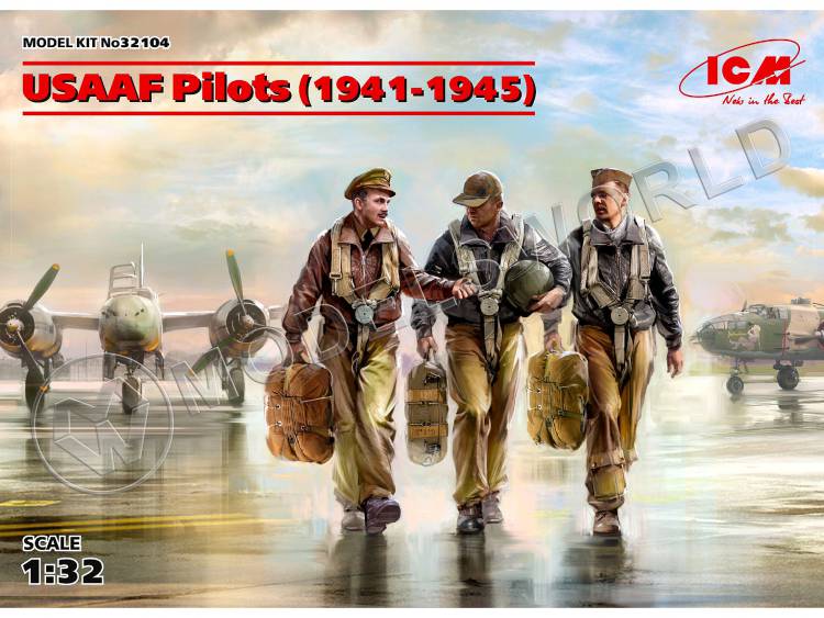 Фигуры Пилоты ВВС армии США 1941-1945 г. Масштаб 1:32 - фото 1