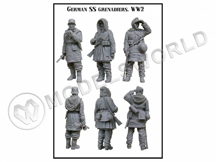 Фигуры Германские гренадёры WW2, три фигуры. Масштаб 1:48 - фото 1