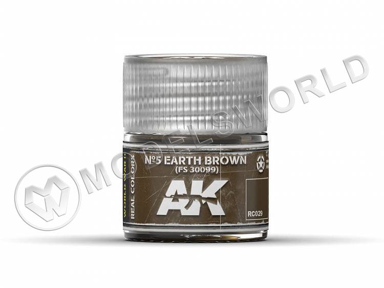 Акриловая лаковая краска AK Interactive Real Colors. Nº5 Earth Brown  FS 30099. 10 мл - фото 1