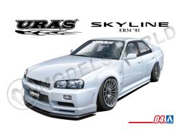 Склеиваемая пластиковая модель Nissan Skyline ER34 Uras Type-R '01. Масштаб 1:24