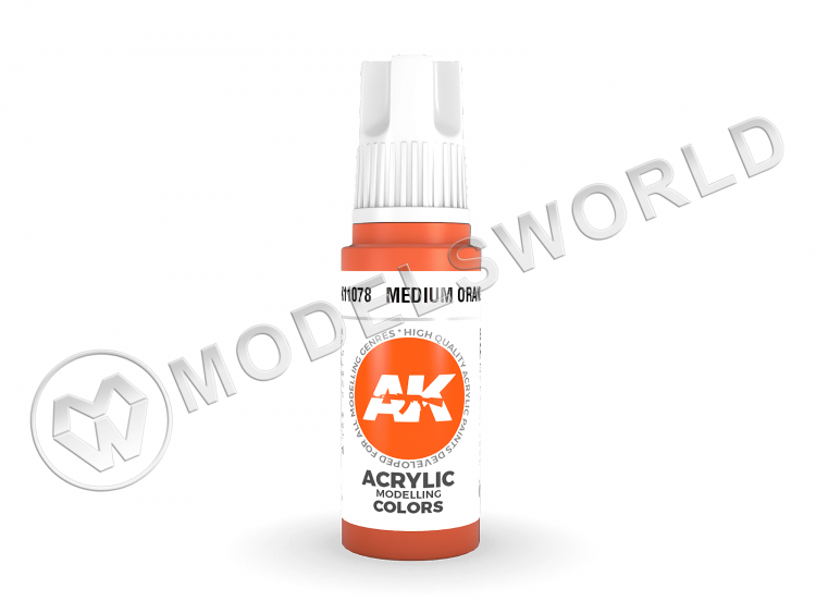 Акриловая краска AK Interactive 3rd GENERATION Standard. Medium Orange. 17 мл - фото 1